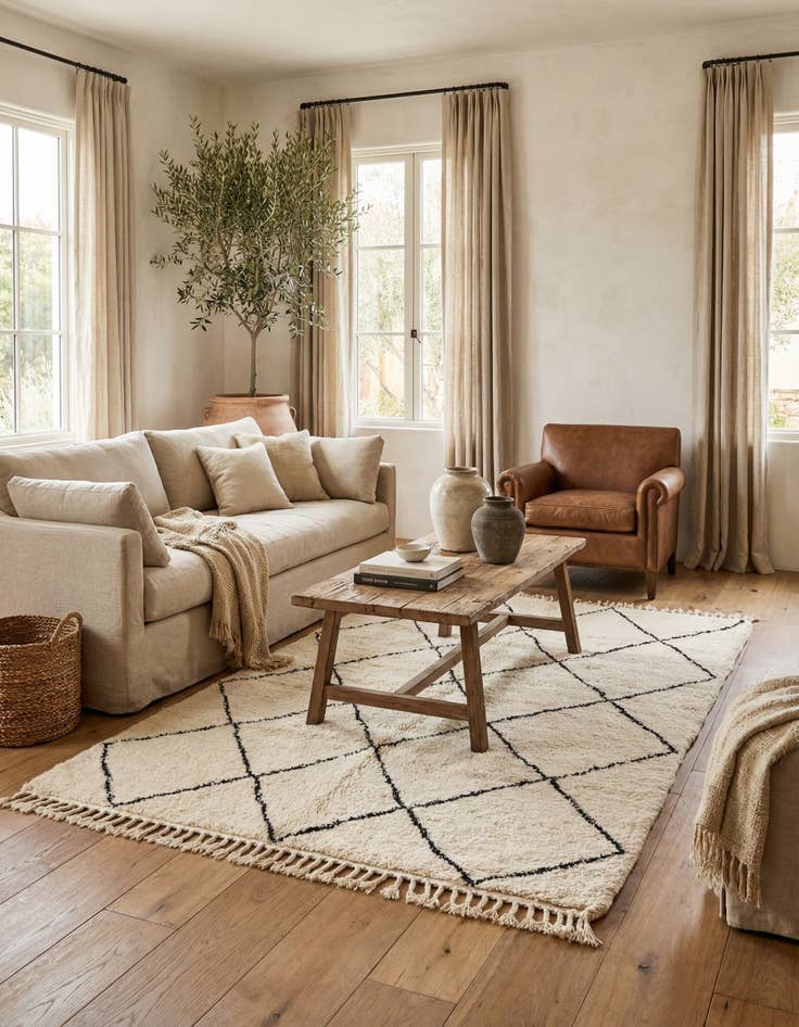 Detail image of 5' 2 x 8'  Hand Knotted Moroccan Wool Rug