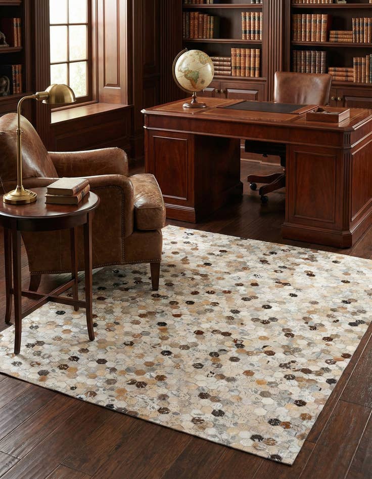 Detail image of 5' 4 x 7' 5 Cowhide Stocks Rug