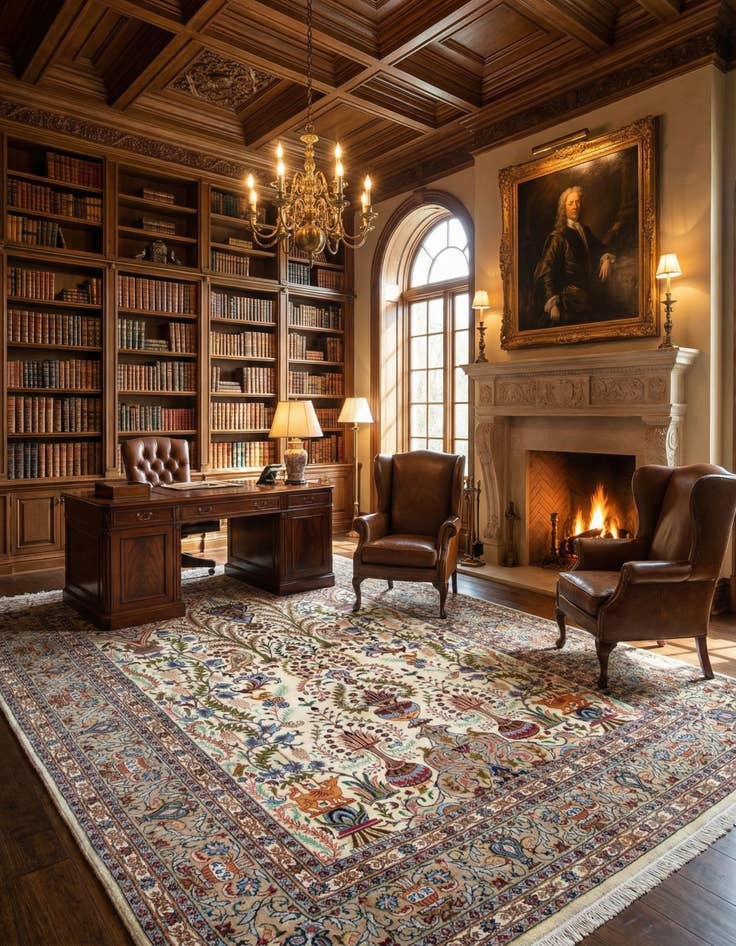 Detail image of 8' 2 x 11' 3  Hand Knotted Kashmar Persian Wool Rug