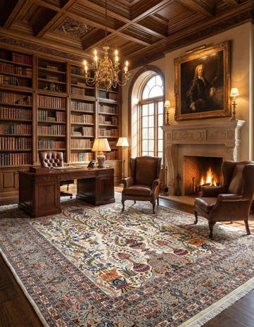 8' 2 x 11' 3 Hand Knotted Kashmar Persian Wool Rug