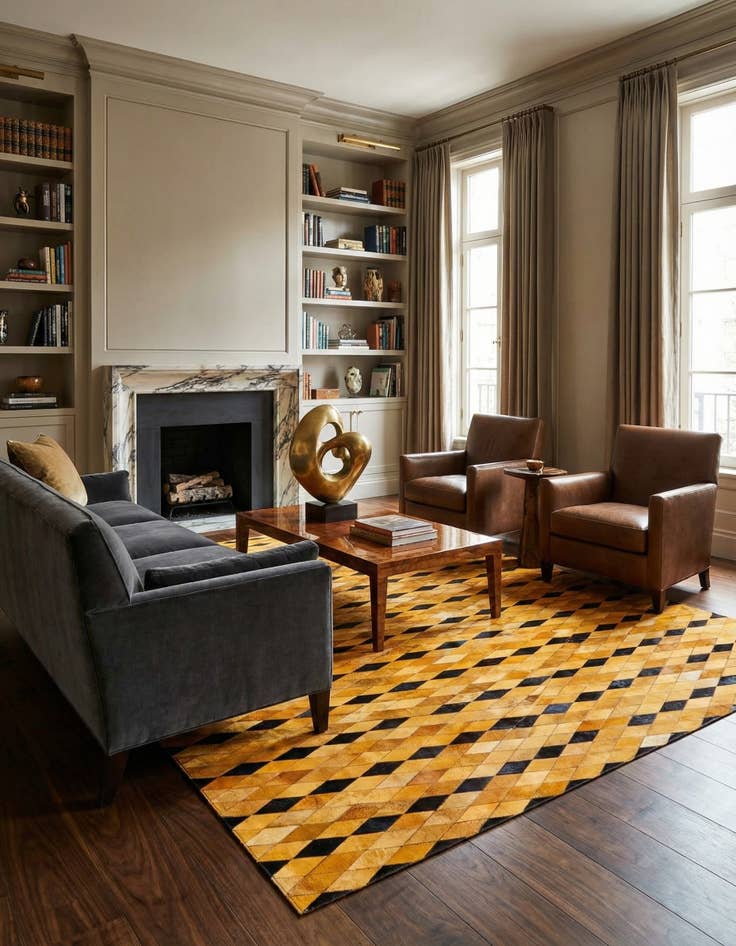 Detail image of 5' 1 x 8' Cowhide Stocks Rug