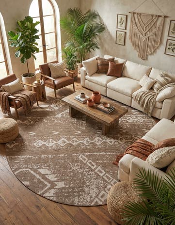 13' x 13' Easy-Clean Bohemian Indoor / Outdoor Round Rug