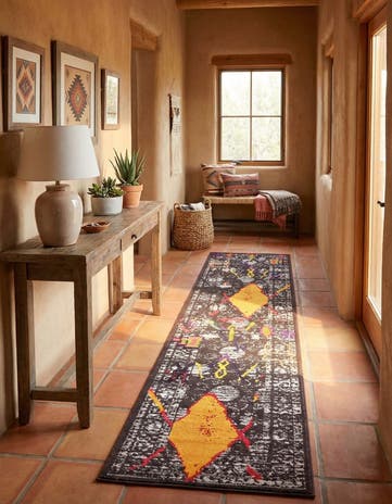 Brown Washable Mesa Runner Rug