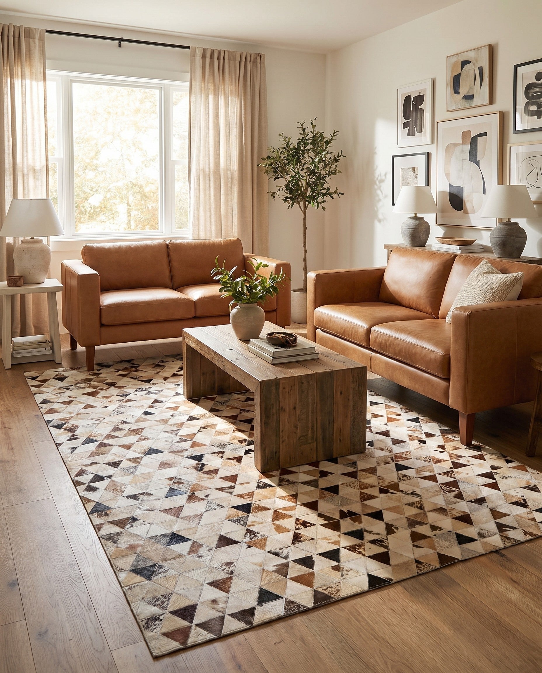 4' 10 x 7' 10 Cowhide Leather Rug