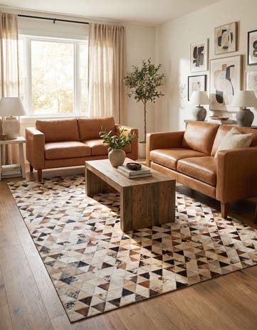 4' 10 x 7' 10 Cowhide Leather Rug
