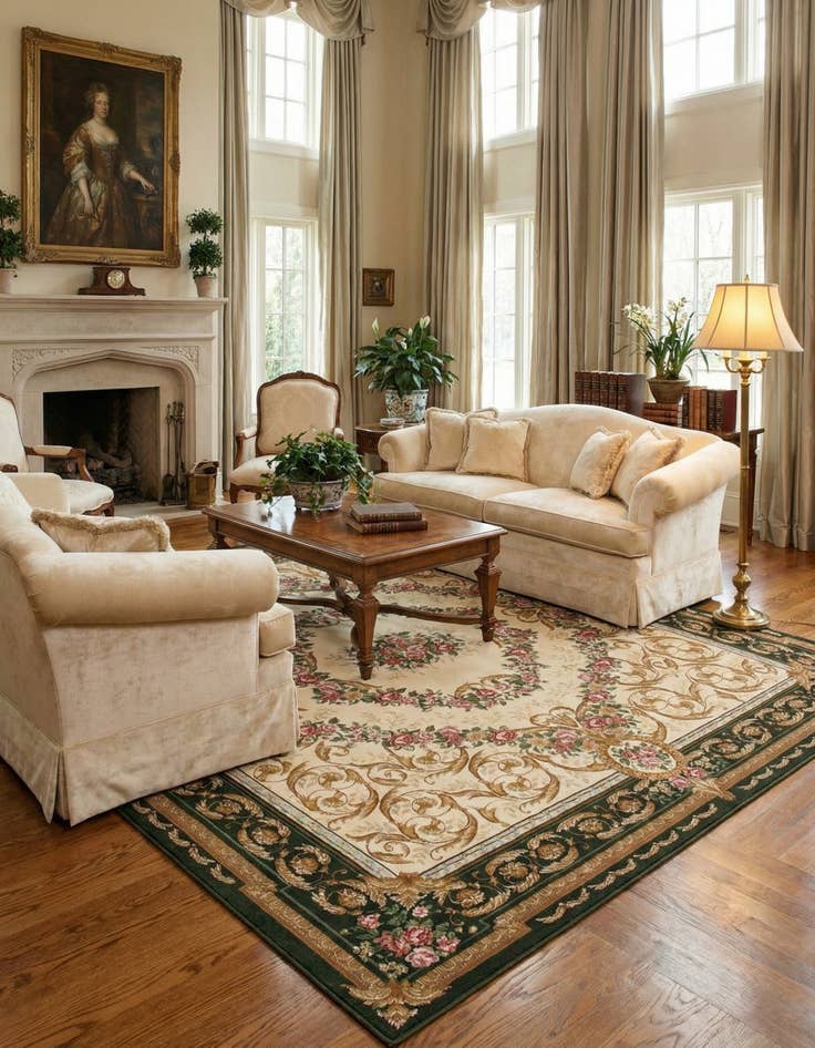 Detail image of 10' x 10'  Washable Traditional Indoor / Outdoor Square Rug