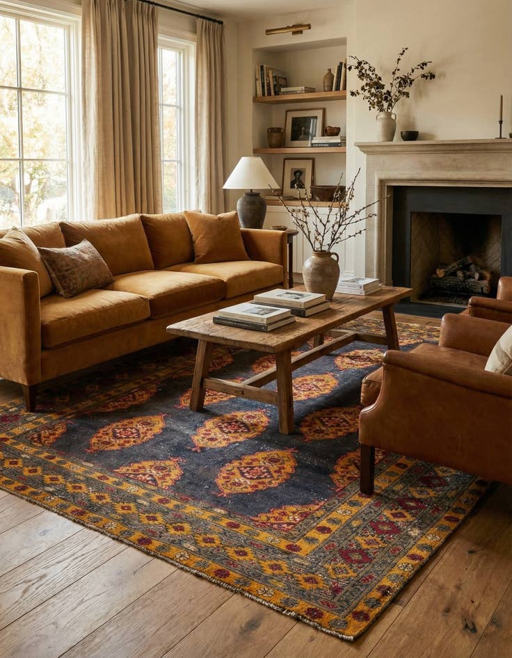 Detail image of 5' 6 x 8'  Hand Knotted Ultra Vintage Persian Wool Rug