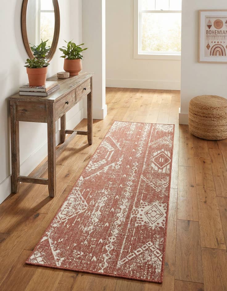 Detail image of 2' x 8' Easy-Clean Bohemian Indoor / Outdoor Runner Rug