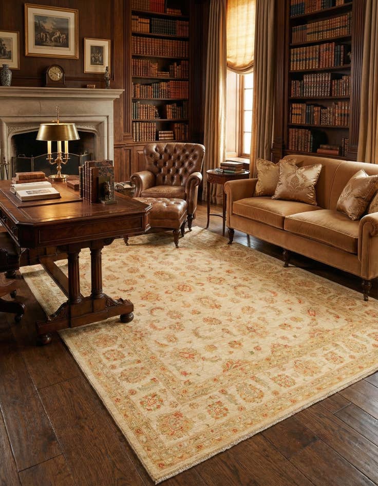 Detail image of 6' 8 x 8' 3  Hand Knotted Peshawar Ziegler Rug