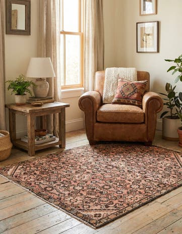 4' 1 x 4' 10 Hand Knotted Ultra Vintage Persian Wool Square Rug