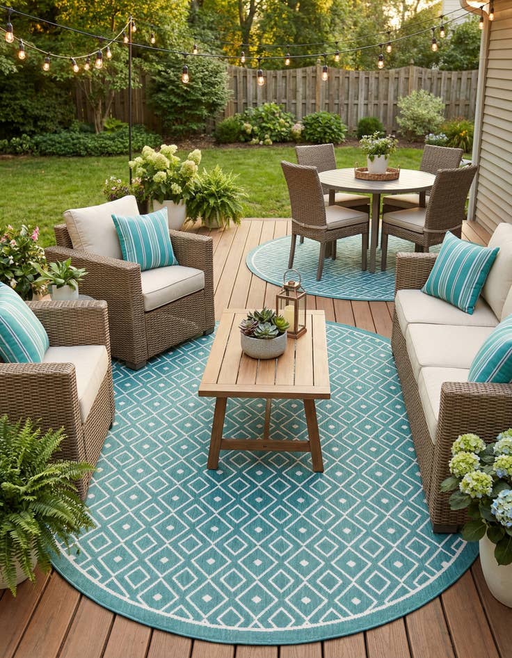 Detail image of 7' 10 x 10'  Washable Trellis Indoor / Outdoor Oval Rug