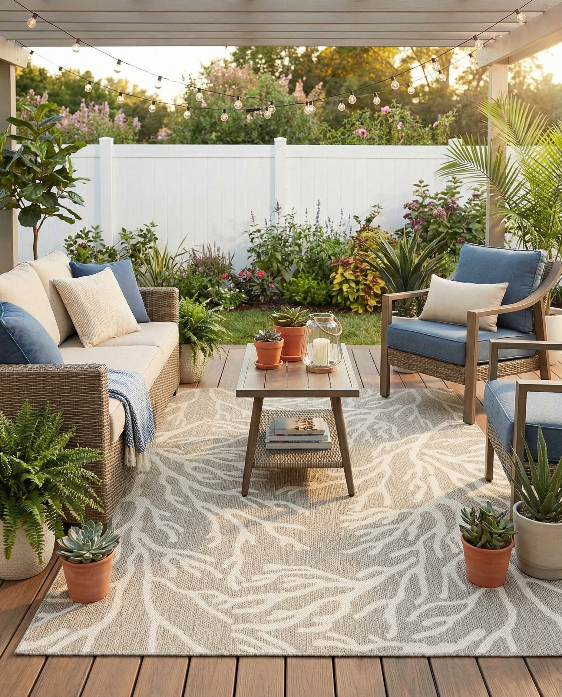  5' 3 x 8'  Washable Coastal Indoor / Outdoor Rug