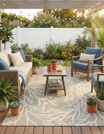 5' 3 x 8' Easy-Clean Coastal Indoor / Outdoor Rug