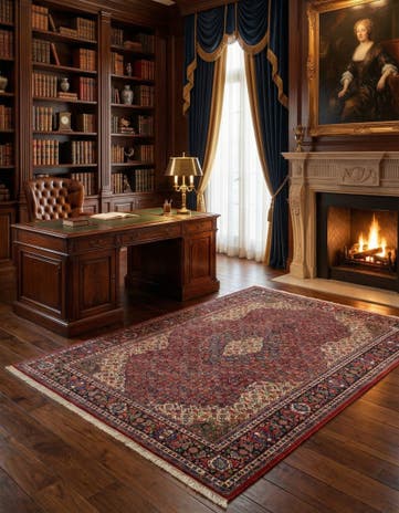 6' 11 x 10' 8 Hand Knotted Kashan Persian Wool Rug