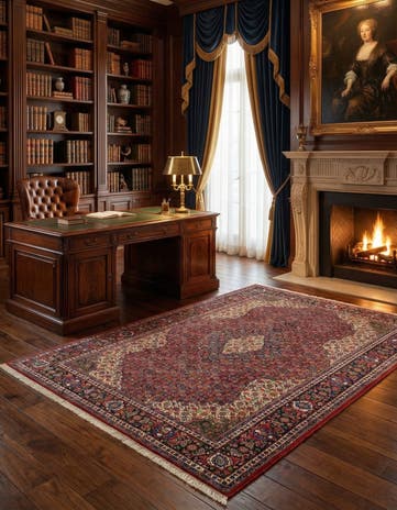 6' 11 x 10' 8 Hand Knotted Kashan Persian Wool Rug