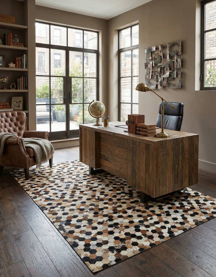 Detail image of 5' 1 x 7' 11 Cowhide - Patchwork Rug