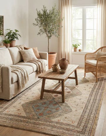 Beige Chenille Jute Rug