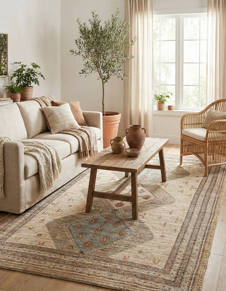 Detail image of 5' 1 x 8' Chenille Jute Rug