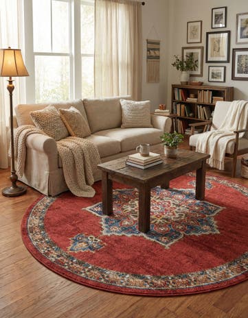 Burgundy Eden Round Rug