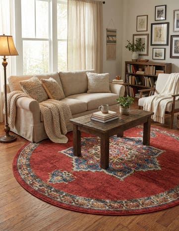 Burgundy Eden Round Rug
