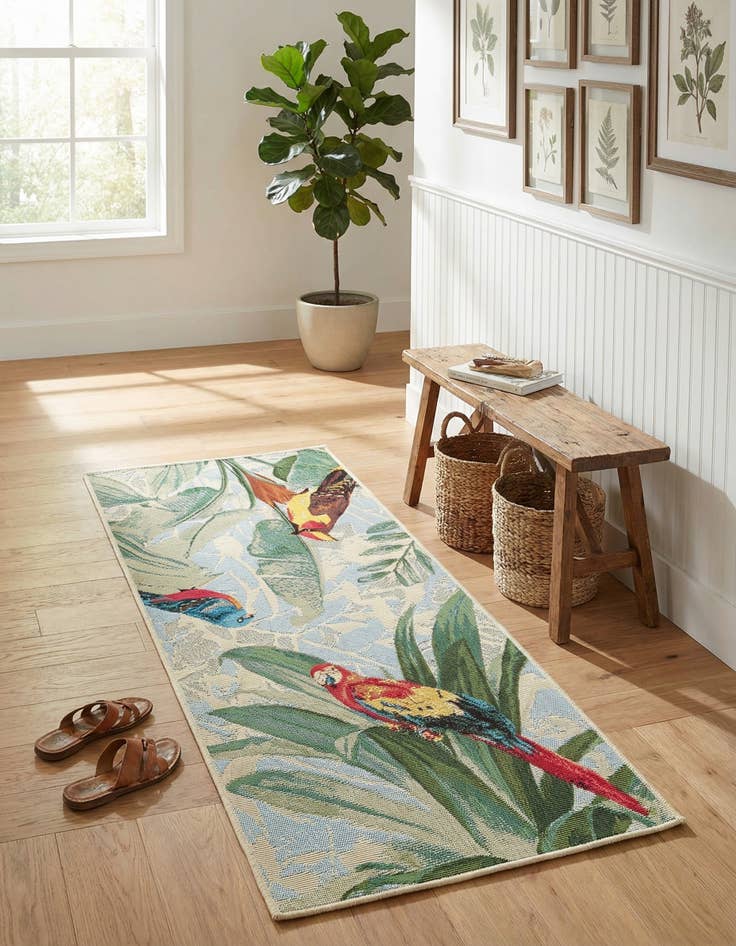 Detail image of 2' x 4' Easy-Clean Botanical Indoor / Outdoor Runner Rug