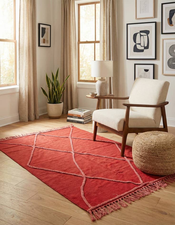 Detail image of 3' 5 x 4' 9  Hand Woven Kilim Modern Wool Rug