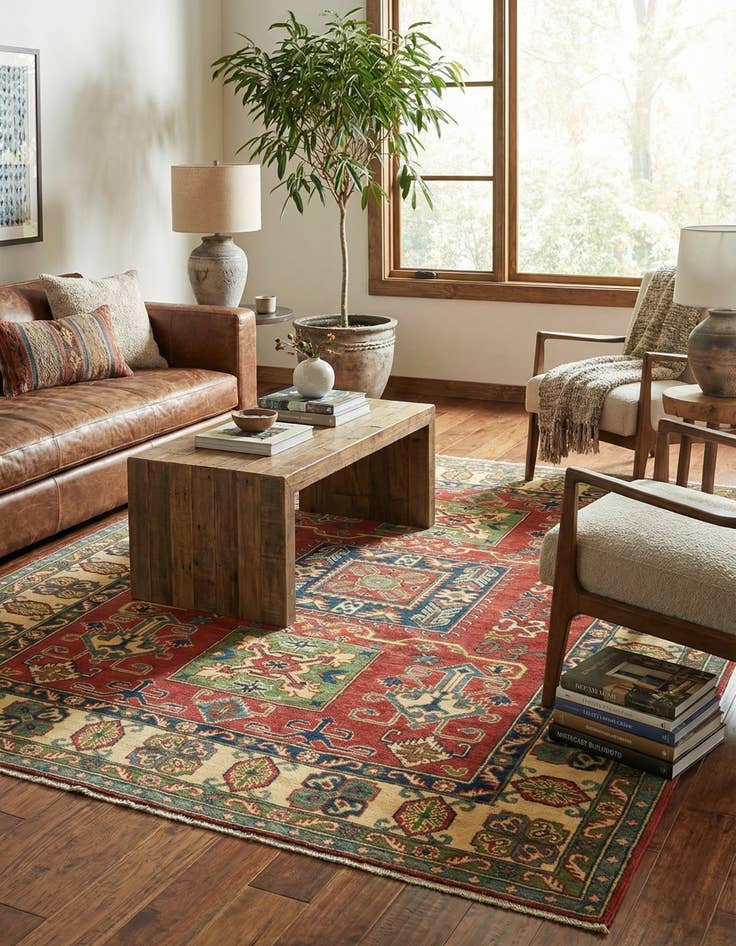 Detail image of  5' x 6' 7  Hand Knotted Kazak Rug