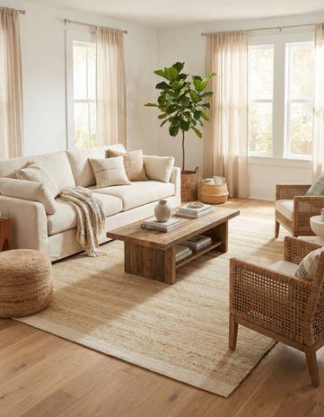 Ivory and White Hand Woven Lariat Rug