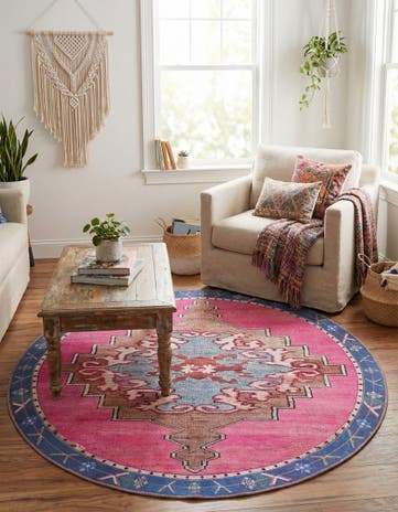 7' 10 x 7' 10 Washable Timeless Round Rug