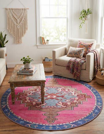 7' 10 x 7' 10 Washable Timeless Round Rug