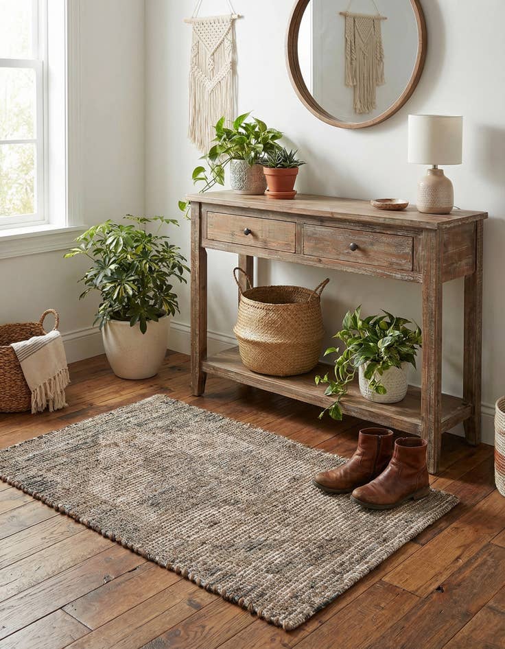 Detail image of 2' x 3' 1  Hand Woven Chenille Jute Rug