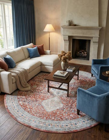 Red Newport Round Rug