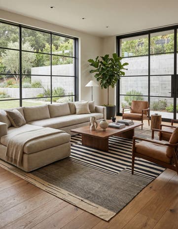 7' x 9' 7 Hand Woven Kilim Modern Wool Rug