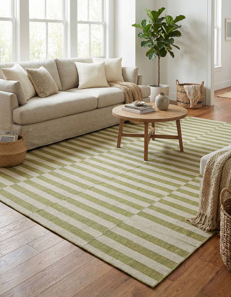 Detail image of 10' x 13'  Washable Striped Indoor / Outdoor Rug