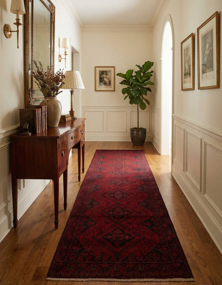 Detail image of  2' 8 x 9' 8  Hand Knotted Khal Mohammadi Wool Runner Rug