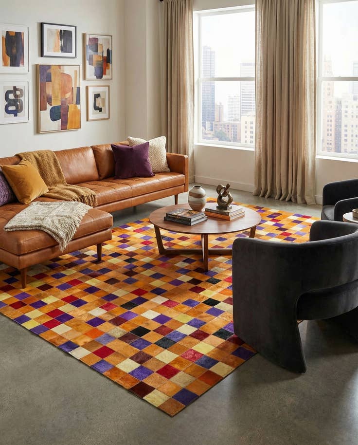 Detail image of 8' x 9' 11 Cowhide - Patchwork Rug