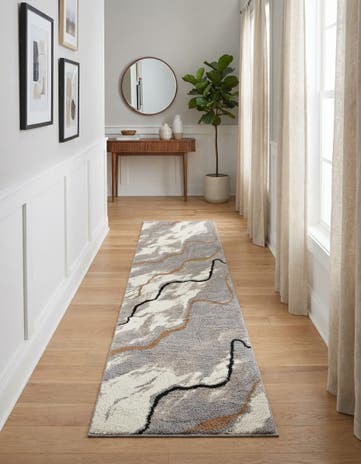 Gray and Ivory Sepia Runner Rug