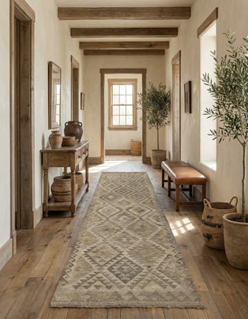 2' 8 x 9' 7 Hand Woven Kilim Maymana Wool Runner Rug