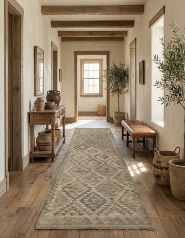 2' 8 x 9' 7 Hand Woven Kilim Maymana Wool Runner Rug