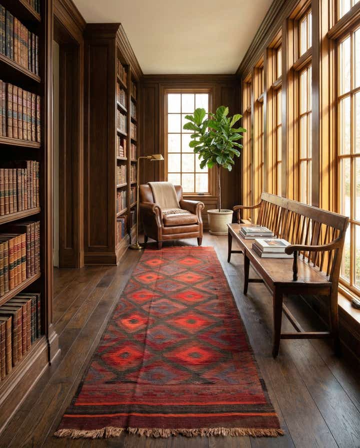 4' x 13' 1 Hand Woven Kilim Fars Wool Runner Rug