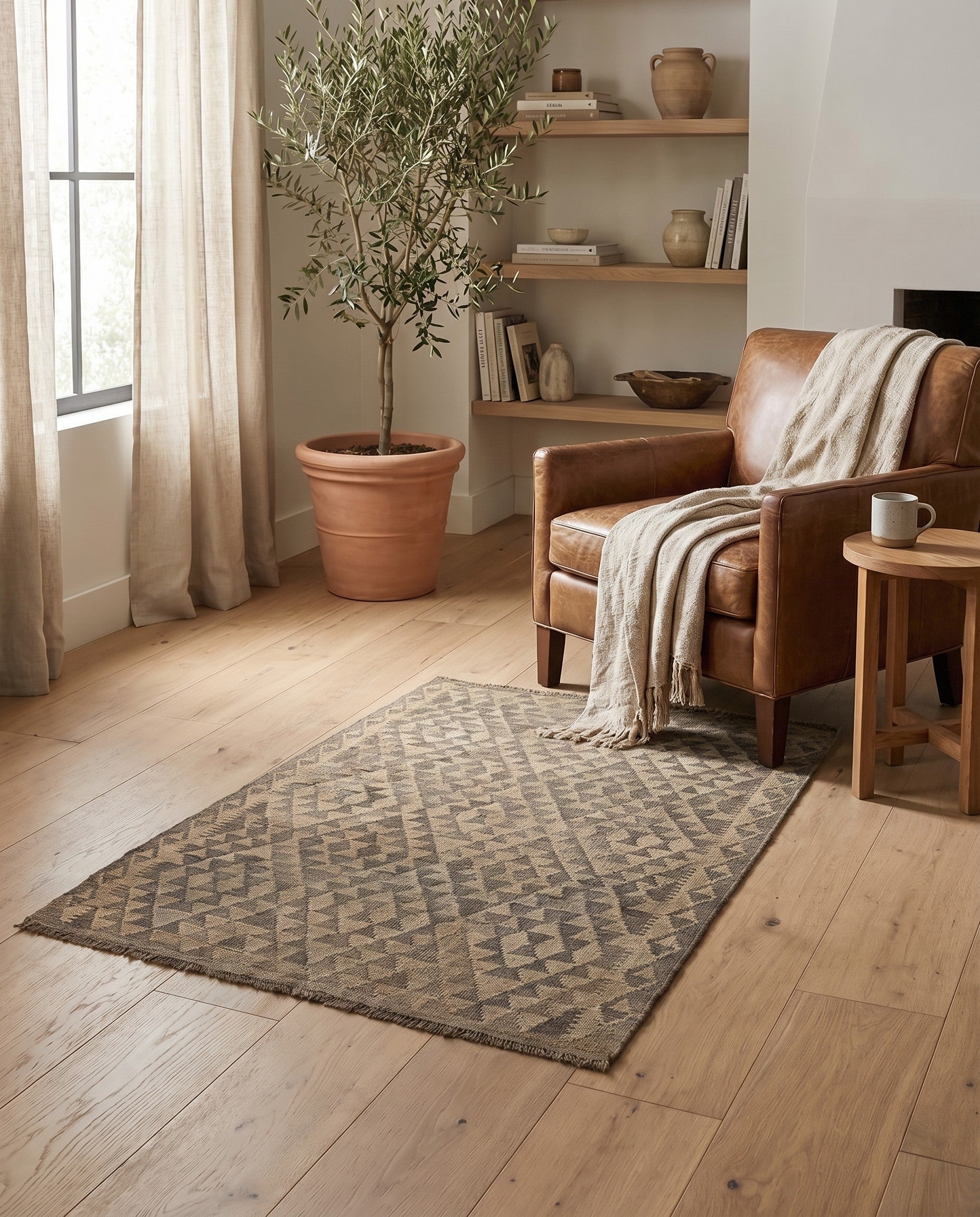 3' 5 x 4' 10 Hand Woven Kilim Maymana Wool Rug
