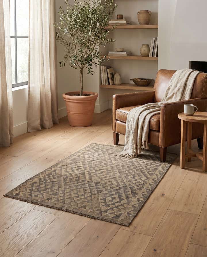 3' 5 x 4' 10 Hand Woven Kilim Maymana Wool Rug