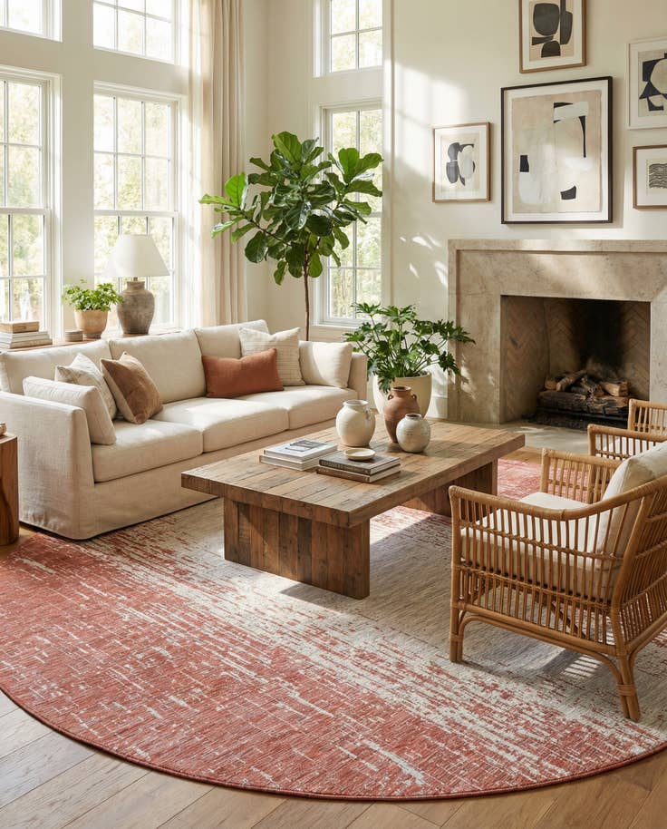 Detail image of 13' x 13' Easy-Clean Modern Indoor / Outdoor Round Rug