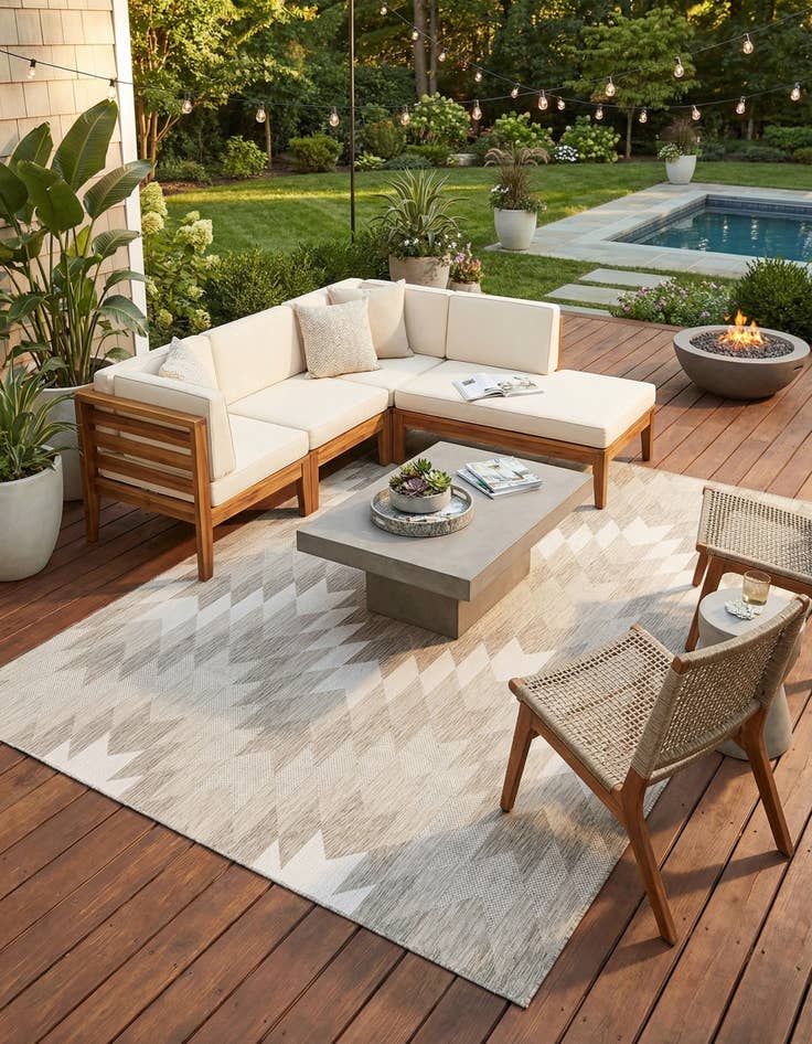 Detail image of 9' x 12'  Washable Modern Indoor / Outdoor Rug