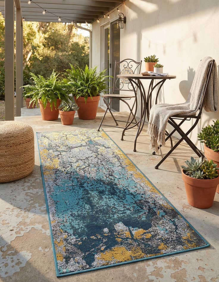 Detail image of 2' x 5'  Washable Modern Indoor / Outdoor Runner Rug