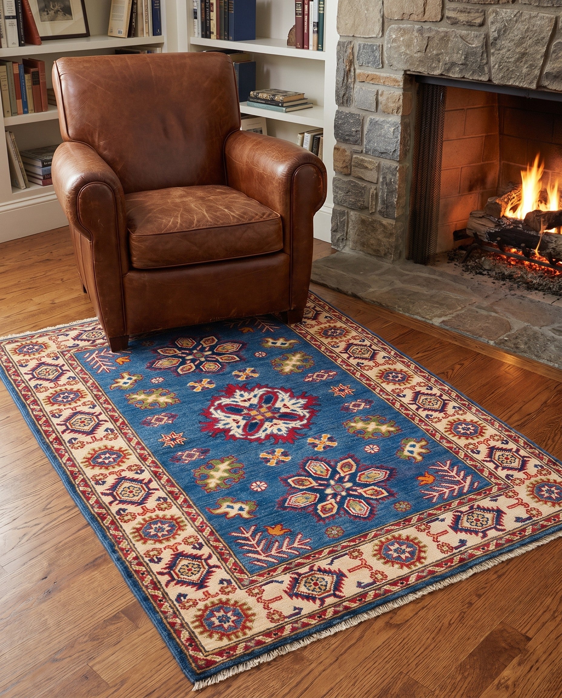 3' 2 x 4' 10 Hand Knotted Kazak Rug