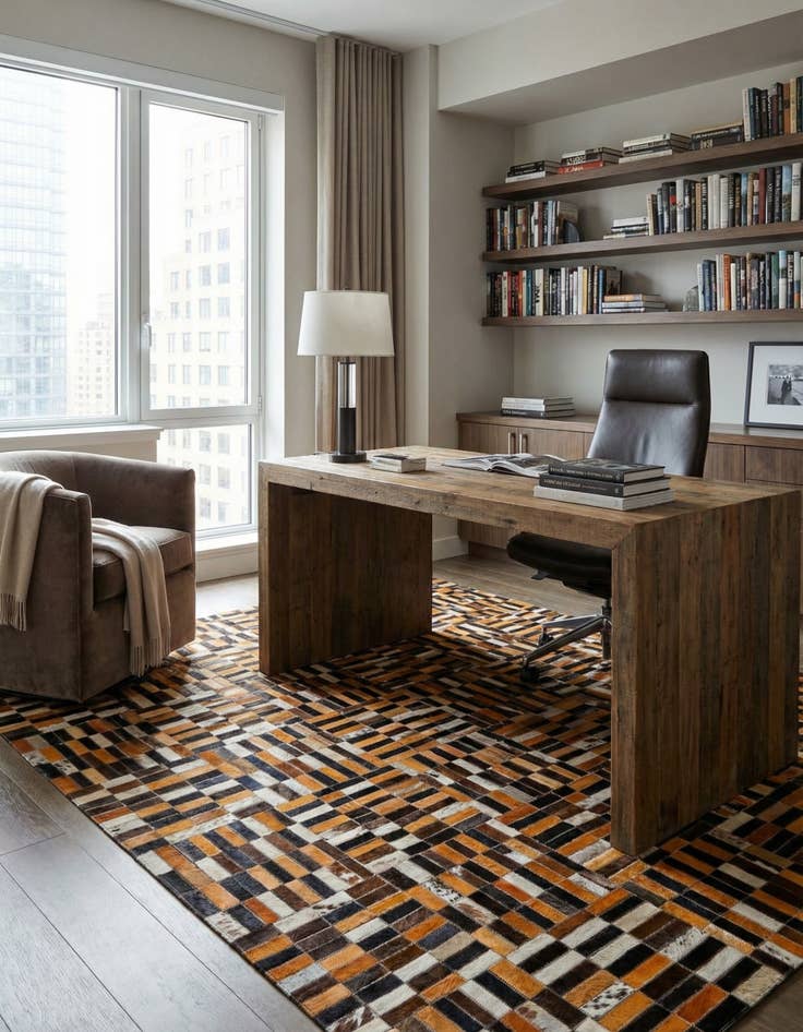 Detail image of  5' x 7' 11 Cowhide - Patchwork Rug