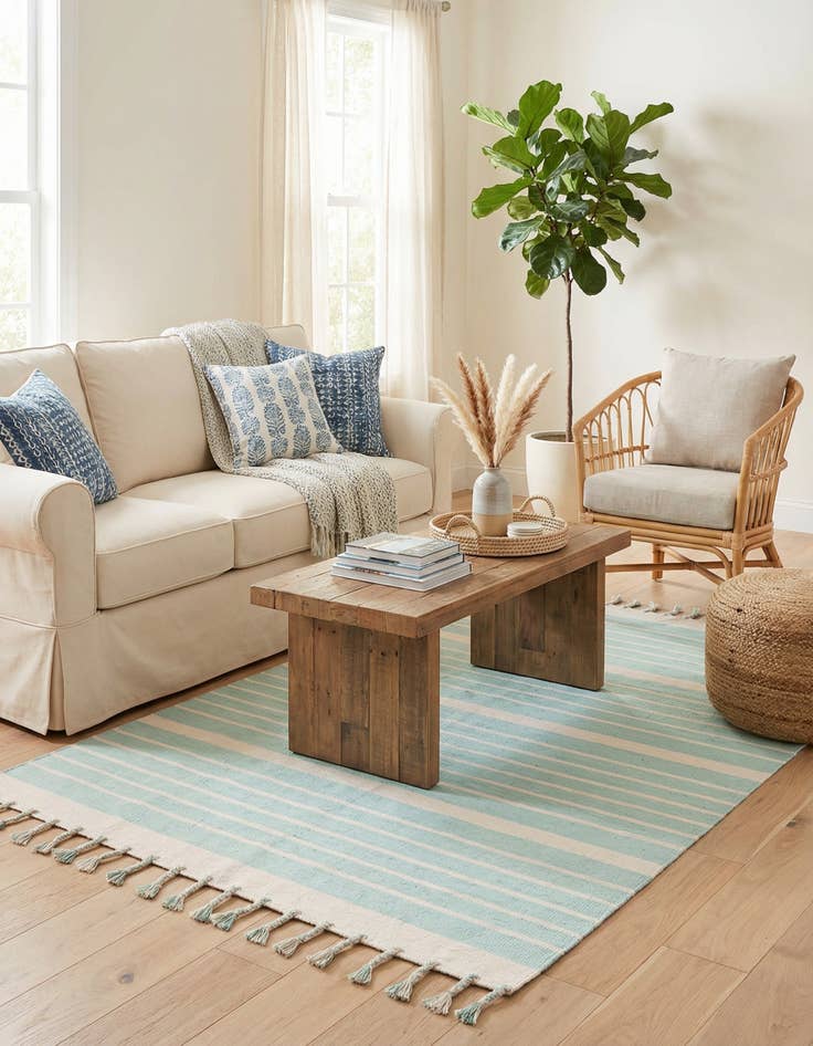 Detail image of 5' 1 x 8'  Hand Woven Chindi Cotton Rug