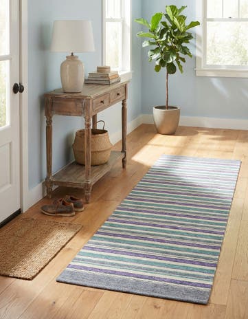 2' 5 x 5' 3 Flatweave Cotton Dhurrie Runner Rug