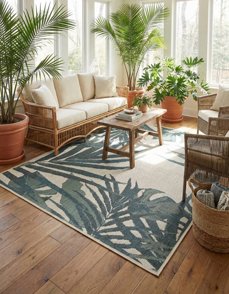 Detail image of 7' 10 x 7' 10  Washable Baja Indoor / Outdoor Square Rug